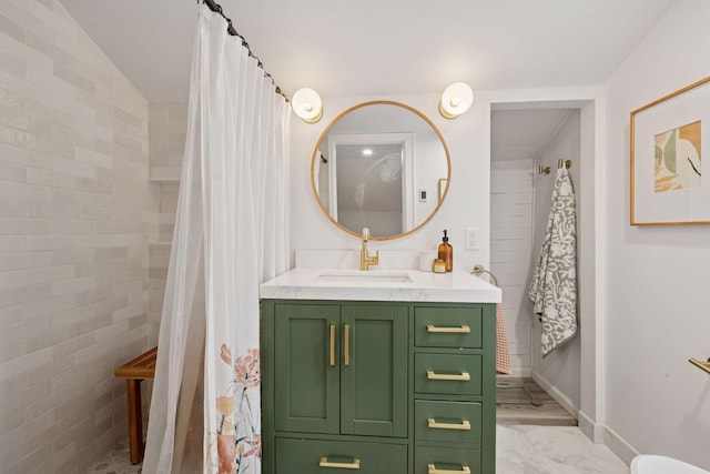4708 Pleasant Ave, Minneapolis, MN 55419 - bathroom with vanity and marble finish flooring