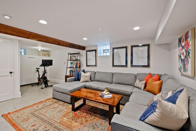 4708 Pleasant Ave, Minneapolis, MN 55419 - living room featuring recessed lighting and beam ceiling