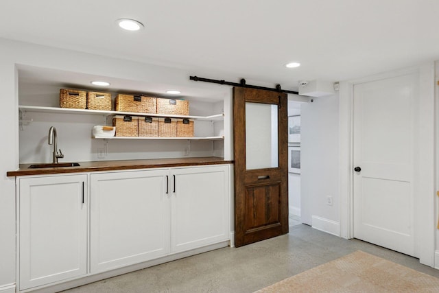 4708 Pleasant Ave, Minneapolis, MN 55419 - bar with a barn door and recessed lighting