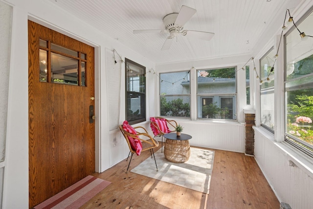 4708 Pleasant Ave, Minneapolis, MN 55419 - sunroom with a ceiling fan, healthy amount of natural light, and wood finished floors