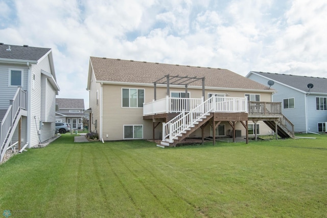 1381 Westport Beach Way W, Fargo, ND 58078 - rear view of property with stairs, a pergola, and a wooden deck