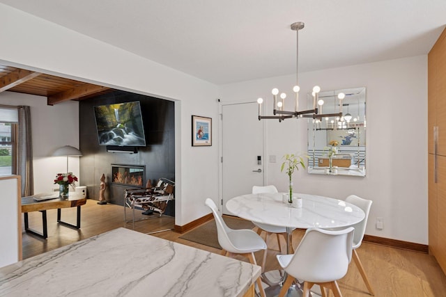 18201 Kathleene Dr, Minnetonka, MN 55345 - dining area featuring wood finished floors and a chandelier