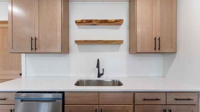 322 Old Glory Dr NE, Alexandria, MN 56308 - kitchen featuring dishwasher, light countertops, and open shelves