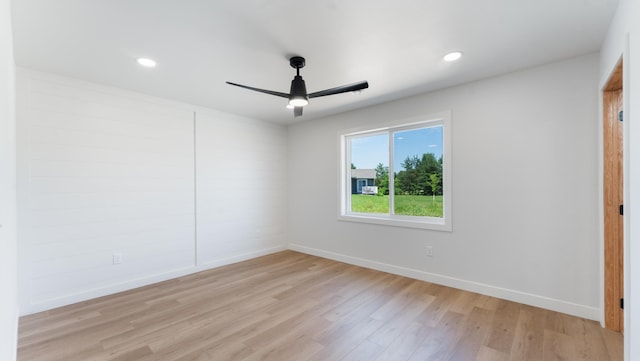 322 Old Glory Dr NE, Alexandria, MN 56308 - empty room featuring a ceiling fan, light wood-style floors, and recessed lighting