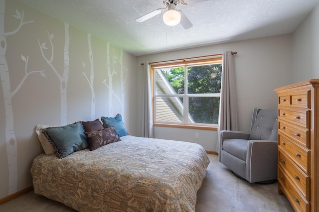 20255 215th Ave NW, Big Lake Twp, MN 55309 - bedroom featuring light carpet, ceiling fan, and a textured ceiling