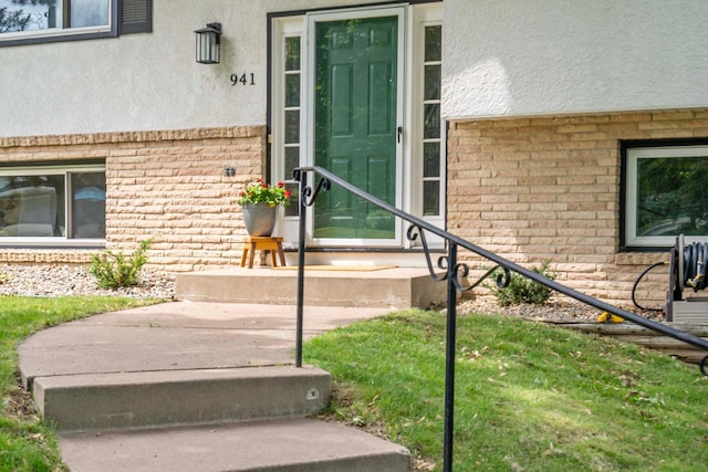 941 Cannon Ave, Shoreview, MN 55126 - property entrance featuring stucco siding and brick siding