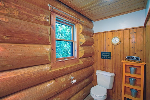 2338 Olson Rd, Blackhoof Twp, MN 55718 - bathroom featuring rustic walls and wood ceiling