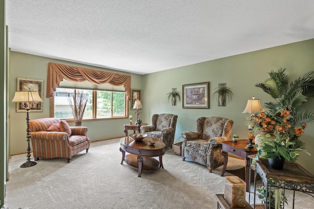 6469 Deerwood Ln N, Maple Grove, MN 55369 - carpeted living area with a textured ceiling