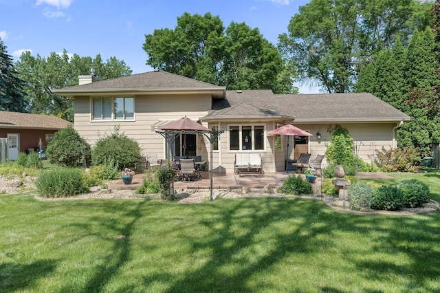 6469 Deerwood Ln N, Maple Grove, MN 55369 - rear view of house featuring a patio, a chimney, and a yard