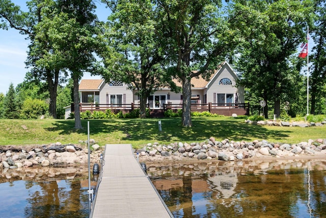 2282 71st St, Georgetown Twp, WI 54853 - dock with a lawn and a deck with water view
