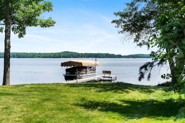 2282 71st St, Georgetown Twp, WI 54853 - dock area featuring a water view and a lawn