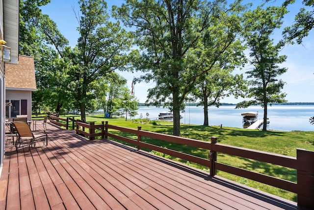 2282 71st St, Georgetown Twp, WI 54853 - wooden deck featuring a water view and a yard