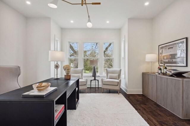 4717 Meadow Rd, Edina, MN 55424 - office area featuring recessed lighting and dark wood-style flooring