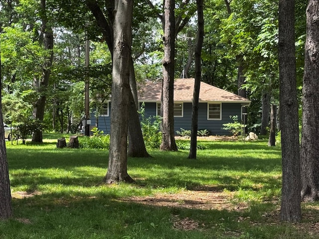 6053 Linwood Dr NE, Linwood Twp, MN 55092 - view of side of home featuring a yard and a shingled roof