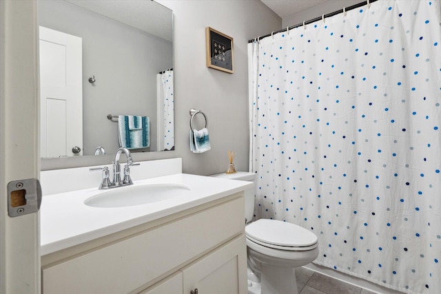 15005 Quintana St NW, Ramsey, MN 55303 - bathroom with vanity, tile patterned floors, and a shower with shower curtain