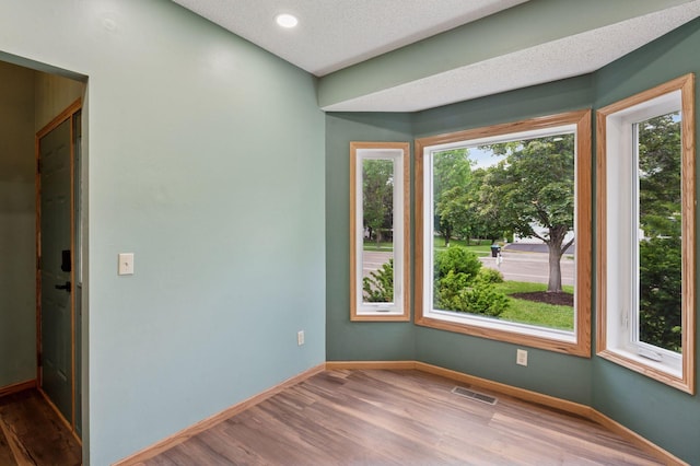 10989 Eagle Lake Blvd, Maple Grove, MN 55369 - unfurnished room with wood finished floors, recessed lighting, and a textured ceiling