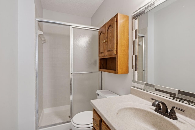 10989 Eagle Lake Blvd, Maple Grove, MN 55369 - full bathroom with a stall shower, vanity, and a textured ceiling