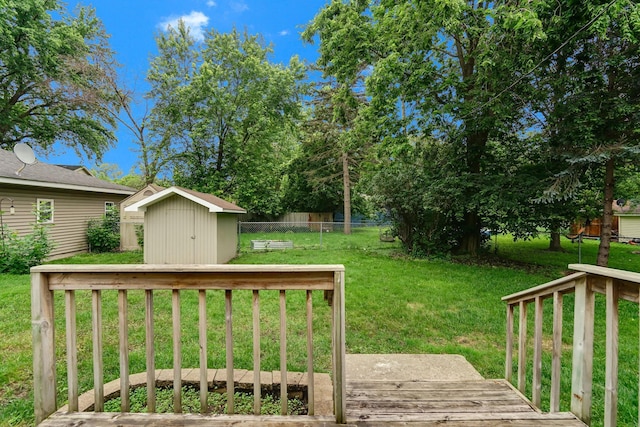 404 2nd St W, Jordan, MN 55352 - fenced backyard with a shed and a deck