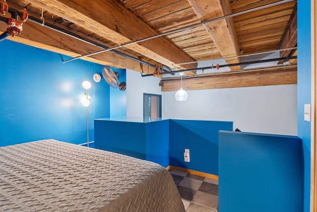 406 Wacouta St Unit 207, Saint Paul, MN 55101 - bedroom featuring tile patterned floors and wood ceiling