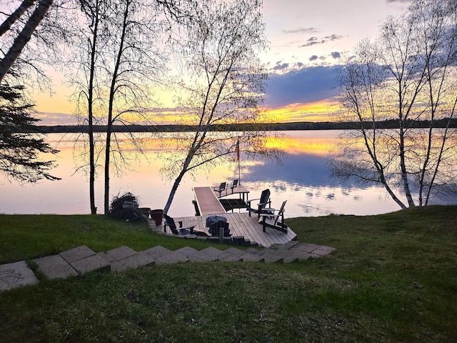 37566 Tulaby Lake Dr, Waubun, MN 56589 - dock area with a water view and a yard