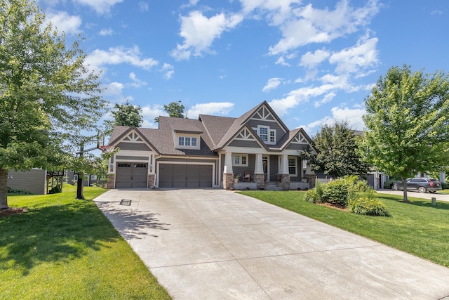 1621 Dutch Lake Dr, Minnetrista, MN 55364 - craftsman inspired home featuring a front lawn, a garage, concrete driveway, and stone siding