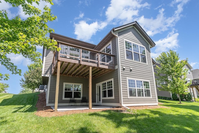 1621 Dutch Lake Dr, Minnetrista, MN 55364 - rear view of property featuring a lawn, a patio area, and a wooden deck