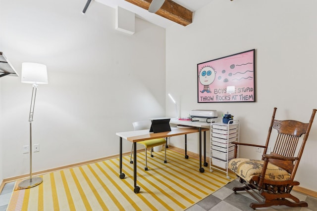 406 Wacouta St Unit 611, Saint Paul, MN 55101 - office area with beam ceiling and carpet floors