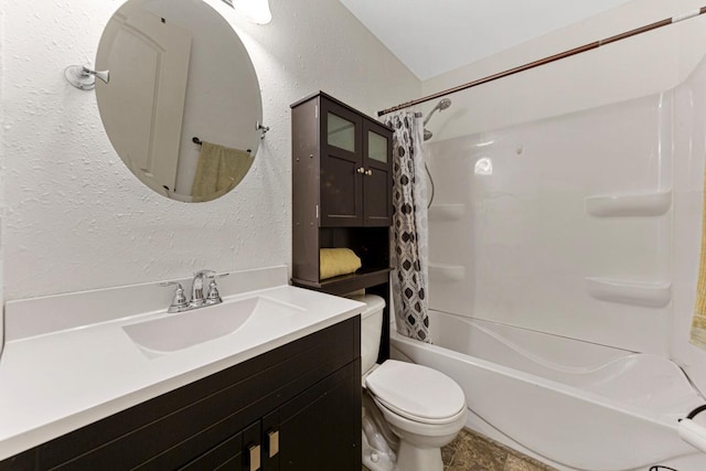 2115 Turpin St, Saint Peter, MN 56082 - bathroom with shower / bath combination with curtain, vanity, and a textured wall