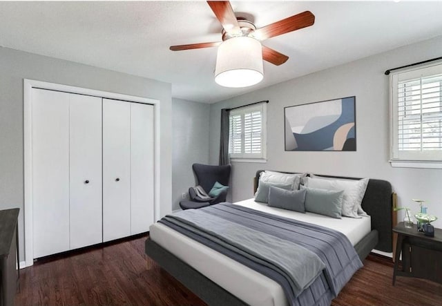 6325 Brookview Ave, Edina, MN 55424 - bedroom with a closet, wood finished floors, and a ceiling fan