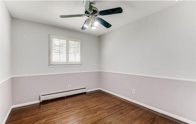 6325 Brookview Ave, Edina, MN 55424 - empty room with a baseboard radiator, wood finished floors, and ceiling fan
