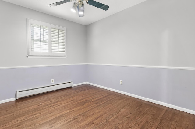 6325 Brookview Ave, Edina, MN 55424 - unfurnished room featuring baseboard heating, wood finished floors, and a ceiling fan