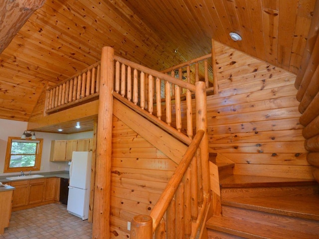 17771 State 34, Park Rapids, MN 56470 - staircase featuring wood ceiling and high vaulted ceiling