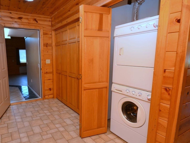 17771 State 34, Park Rapids, MN 56470 - laundry area with stacked washer / dryer and wooden ceiling