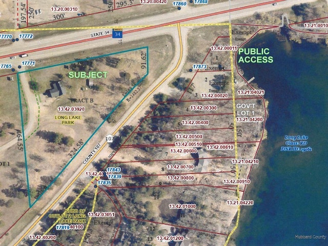 17771 State 34, Park Rapids, MN 56470 - map of property location with property boundaries highlighted