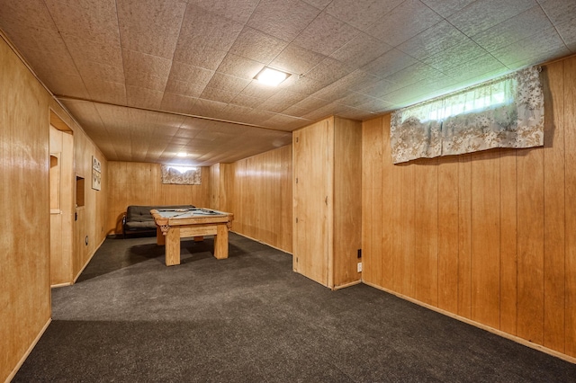 5041 Upton Ave N, Minneapolis, MN 55430 - rec room featuring wood walls, carpet flooring, and pool table
