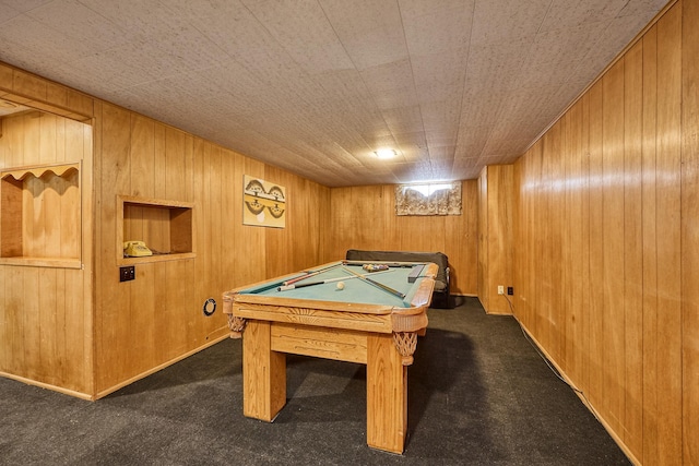 5041 Upton Ave N, Minneapolis, MN 55430 - rec room with wooden walls, dark carpet, and pool table