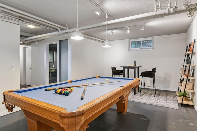 4626 Dupont Ave S, Minneapolis, MN 55419 - playroom with billiards table, tile patterned floors, and rail lighting