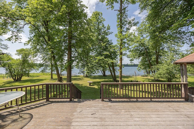 551 Edward Ln NE, Longville, MN 56655 - deck featuring a water view and a lawn