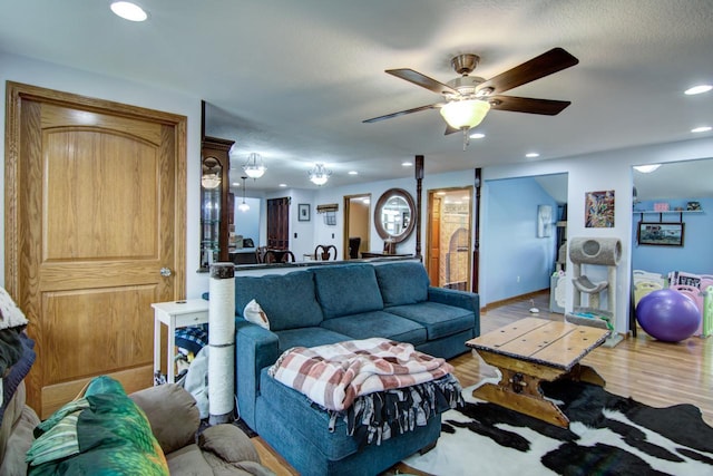 427 Alleghany Ave, Wabasha, MN 55981 - living room featuring a ceiling fan, recessed lighting, and wood finished floors