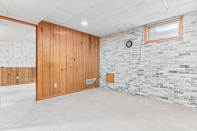 1920 108th Ln NW, Coon Rapids, MN 55433 - below grade area featuring carpet floors, wood walls, and a drop ceiling