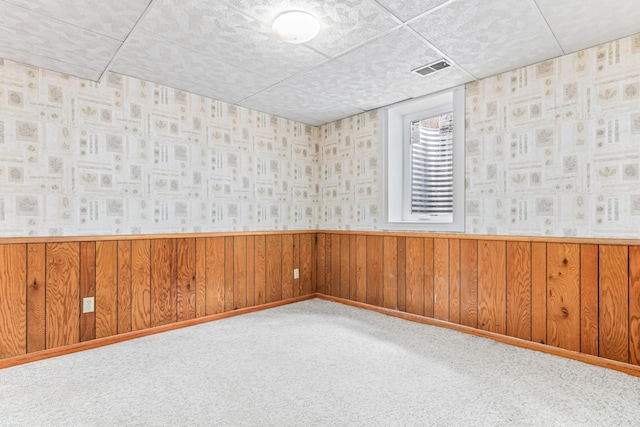1920 108th Ln NW, Coon Rapids, MN 55433 - empty room featuring a wainscoted wall, carpet, wallpapered walls, and wood walls