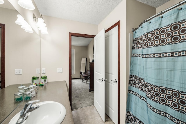 5062 French Dr N, Hugo, MN 55038 - full bathroom with a textured ceiling, tile patterned flooring, and a shower with curtain