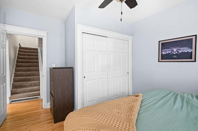 4223 Mcculloch St, Duluth, MN 55804 - bedroom featuring light wood-style flooring, a closet, and ceiling fan