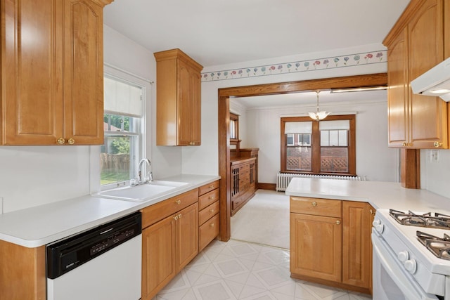2085 Princeton Ave, Saint Paul, MN 55105 - kitchen with white appliances, radiator heating unit, and light countertops