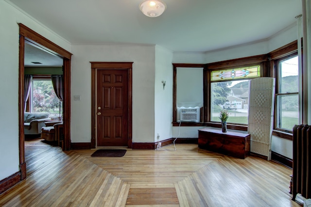 924 6th St W, Wabasha, MN 55981 - foyer entrance featuring radiator, cooling unit, and ornamental molding