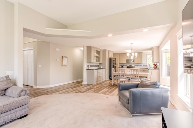 141 145th Ln NE, Ham Lake, MN 55304 - living area with a chandelier, light wood-type flooring, and recessed lighting