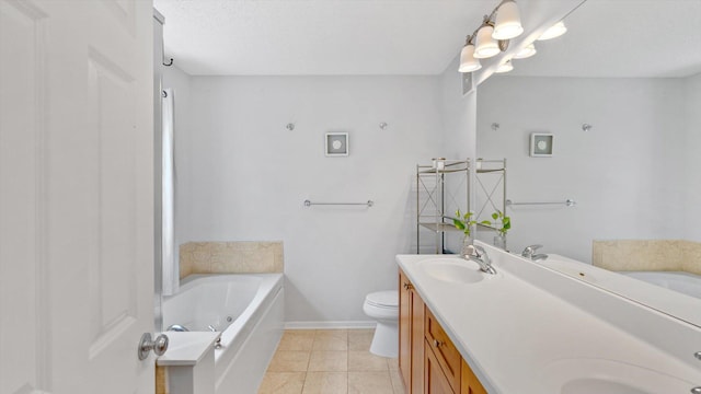 11333 Stratton Ave, Eden Prairie, MN 55344 - full bathroom with a tub with jets, double vanity, and tile patterned flooring