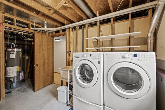 1306 Wynridge Dr, Arden Hills, MN 55112 - laundry area featuring water heater and washing machine and dryer