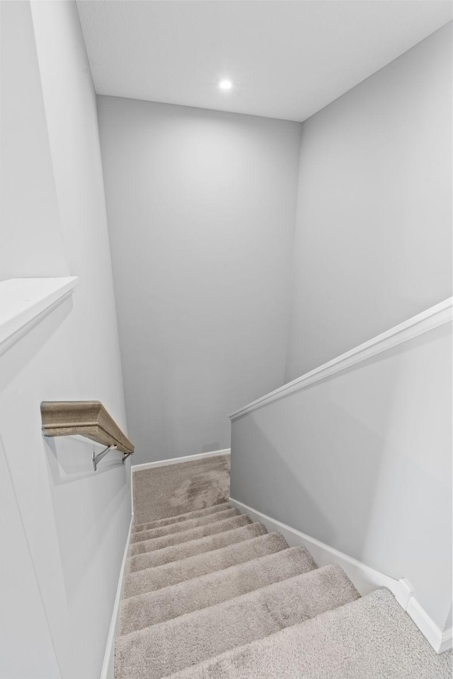 14811 Willemite St NW, Ramsey, MN 55303 - stairs featuring carpet flooring and recessed lighting