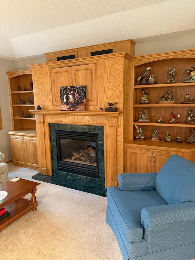527 Woodside Ct, Shakopee, MN 55379 - living area featuring carpet and a high end fireplace